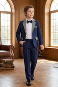 Bild in Galerie-Betrachter laden, Dark Blue Patchwork Plaid 2-Piece Suit
