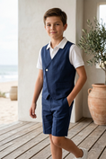 Bild in Galerie-Betrachter laden, Dark Blue V-Neck 2-Piece Set