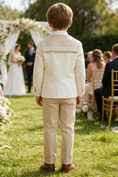 Load image into Gallery viewer, Boys Ivory & Beige 2-piece Suit