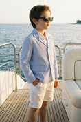 Load image into Gallery viewer, Boys Blue & White Striped Seersucker 2-piece Suit