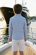 Load image into Gallery viewer, Boys Blue & White Striped Seersucker 2-piece Suit
