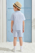 Load image into Gallery viewer, Blue And White Checkered Shirt 2-Piece Set