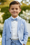Load image into Gallery viewer, Boys Light Blue Linen-Blend 2-Piece Suit