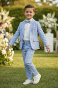 Load image into Gallery viewer, Boys Light Blue Linen-Blend 2-Piece Suit