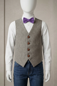 Bild in Galerie-Betrachter laden, Grey V-neck Single-Breasted Vest