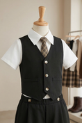 Bild in Galerie-Betrachter laden, Black Single-Breasted Vest 2-Piece Set