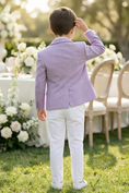 Load image into Gallery viewer, Boys Lavender Linen-Blend 2-Piece Suit