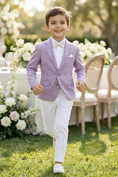 Load image into Gallery viewer, Boys Lavender Linen-Blend 2-Piece Suit