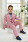 Bild in Galerie-Betrachter laden, Boys Dusty Pink Linen 3-Piece Suit