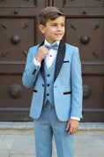 Bild in Galerie-Betrachter laden, Boys Sky Blue 3-Piece Tuxedo Suit