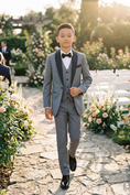 Load image into Gallery viewer, Grey And Black Color-Blocked Single-Breasted 3-Piece Suit