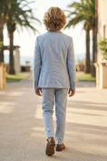 Bild in Galerie-Betrachter laden, Light Blue Trimmed Single-Breasted 2-Piece Suit