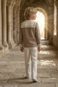 Bild in Galerie-Betrachter laden, Khaki Linen Blend Sailor Collar 2-Piece Set