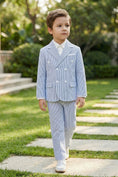 Load image into Gallery viewer, Boys Light Blue Seersucker Double-Breasted 2-Piece Suit