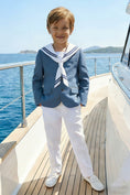 Load image into Gallery viewer, Boys Light Blue Sailor Collar 2-Piece Suit