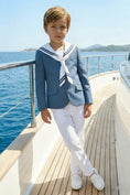 Load image into Gallery viewer, Boys Light Blue Sailor Collar 2-Piece Suit
