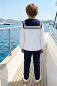 Bild in Galerie-Betrachter laden, Boys White Sailor Collar Jacket & Trousers 2-Piece Suit