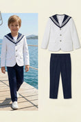 Bild in Galerie-Betrachter laden, Boys White Sailor Collar Jacket & Trousers 2-Piece Suit