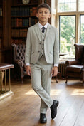 Cargar la imagen en la vista de la galería, Boys Light Grey Textured 3-Piece Suit