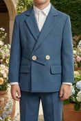 Cargar la imagen en la vista de la galería, Boys Steel Blue Wrap-Front 2-Piece Suit