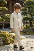 Bild in Galerie-Betrachter laden, Boys Beige Linen Mandarin Collar 2-Piece Suit