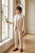 Charger l'image dans la visionneuse de la galerie, Beige Cotton Linen Single-Breasted 3-Piece Suit