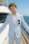 Bild in Galerie-Betrachter laden, Boys Light Blue Seersucker 2-Piece Suit