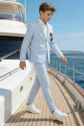 Bild in Galerie-Betrachter laden, Boys Light Blue Seersucker 2-Piece Suit