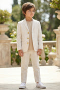 Bild in Galerie-Betrachter laden, Boys Beige Pinstripe Linen-Blend 2-Piece Suit