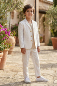 Bild in Galerie-Betrachter laden, Boys Beige Pinstripe Linen-Blend 2-Piece Suit