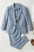 Cargar la imagen en la vista de la galería, Boys Light Blue Linen-Blend 3-Piece Suit