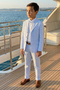 Cargar la imagen en la vista de la galería, Boys Light Blue Gingham Seersucker 2-Piece Suit