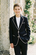 Bild in Galerie-Betrachter laden, Black Contrasting Notched Lapel Single-Breasted Suit Jacket