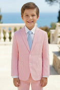 Load image into Gallery viewer, Boys Pink Seersucker 2-Piece Suit for Coastal Weddings