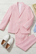 Load image into Gallery viewer, Boys Pink Seersucker 2-Piece Suit for Coastal Weddings