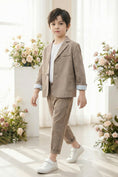 Bild in Galerie-Betrachter laden, Boys Taupe Textured 2-Piece Suit for Casual Weddings