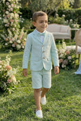 Load image into Gallery viewer, Boys Mint Seersucker Blazer & Shorts 2-piece Suit