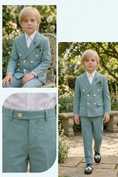 Bild in Galerie-Betrachter laden, Mint Green Striped Seersucker Double-Breasted 2-Piece Suit