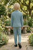 Bild in Galerie-Betrachter laden, Mint Green Striped Seersucker Double-Breasted 2-Piece Suit