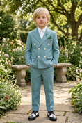 Bild in Galerie-Betrachter laden, Mint Green Striped Seersucker Double-Breasted 2-Piece Suit