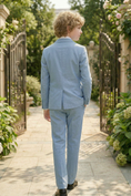 Cargar la imagen en la vista de la galería, Blue Cotton-Linen Blend Single-Breasted 2-Piece Suit