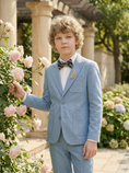 Cargar la imagen en la vista de la galería, Blue Cotton-Linen Blend Single-Breasted 2-Piece Suit