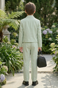 Load image into Gallery viewer, Light Green Cotton-Linen Blend Cropped Suit Two-Piece Set
