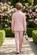 Cargar la imagen en la vista de la galería, Pink Cotton-Linen Blend Double-Breasted Two-Piece Suit