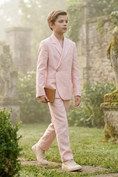 Load image into Gallery viewer, Light Pink Cotton-Linen Blend Notch Lapels Two-Piece Suit