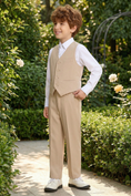 Cargar la imagen en la vista de la galería, Light khaki V-neck Single-Breasted 2-Piece Set