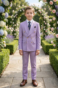 Bild in Galerie-Betrachter laden, Boys Lavender Double-Breasted Suit 2-piece Suit