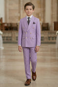 Bild in Galerie-Betrachter laden, Boys Lavender Double-Breasted Suit 2-piece Suit