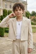 Bild in Galerie-Betrachter laden, Beige Striped Cotton-Linen Blend Short 2-Piece Suit