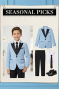 Bild in Galerie-Betrachter laden, Boys Sky Blue Tuxedo Jacket with Black Satin Lapels 2-piece Suit
